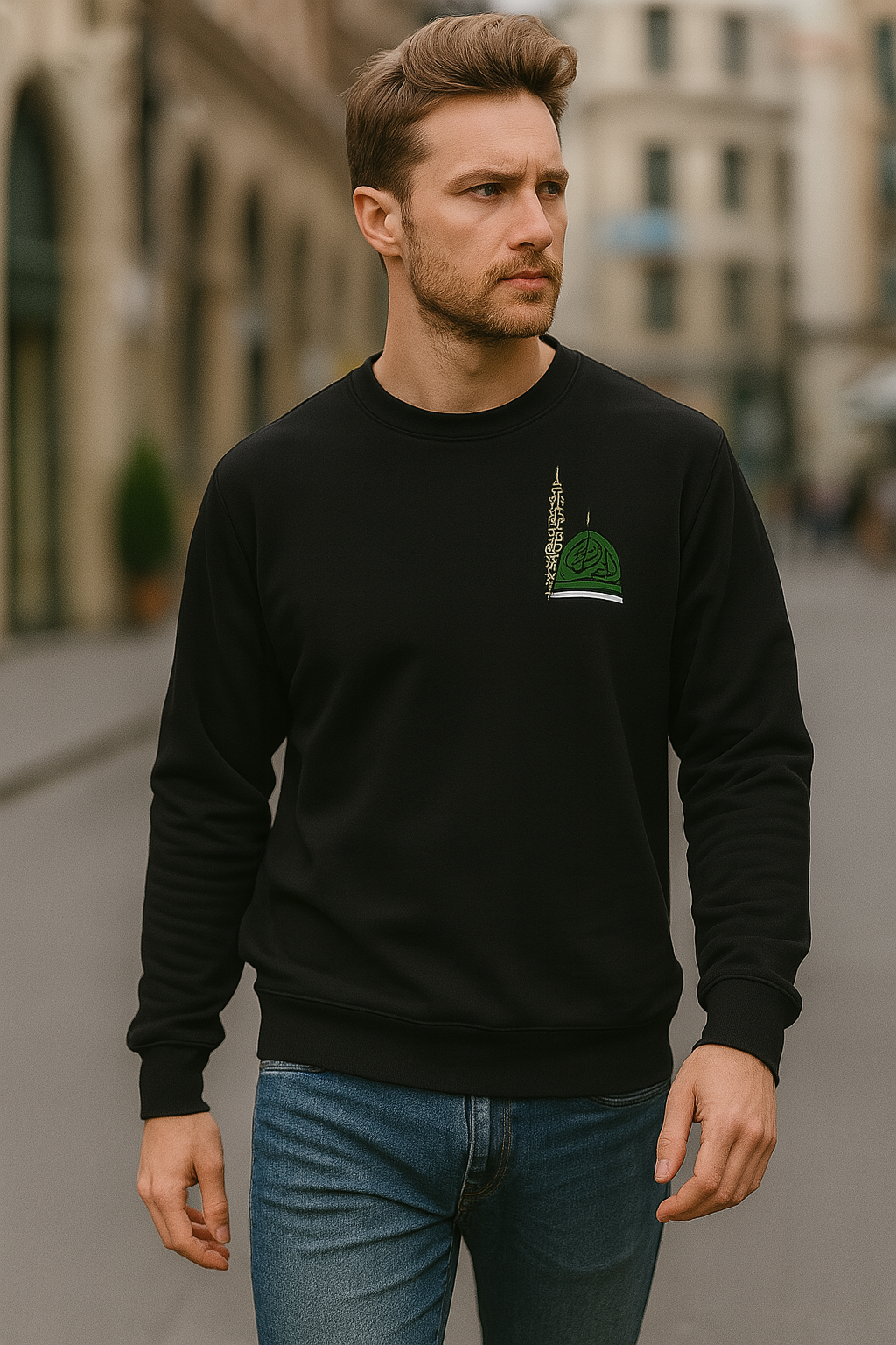 Islamic design Crew Neck Sweater Madina (Embroidered)