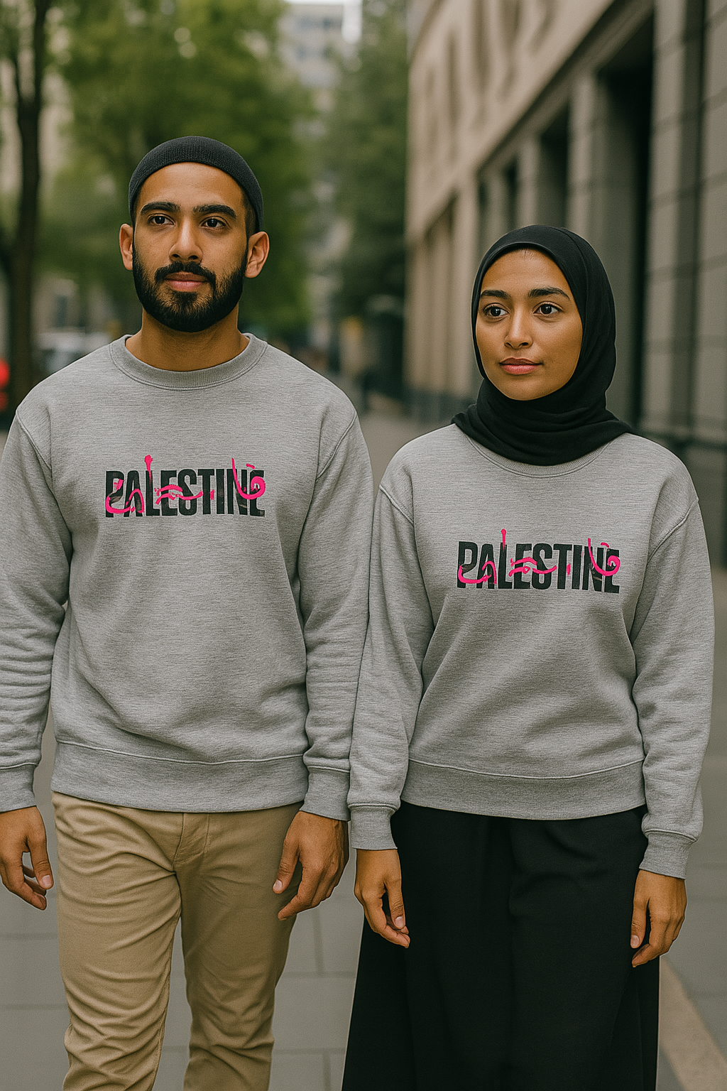 Islamic design Crew Neck Sweater Palestine (Embroidered)