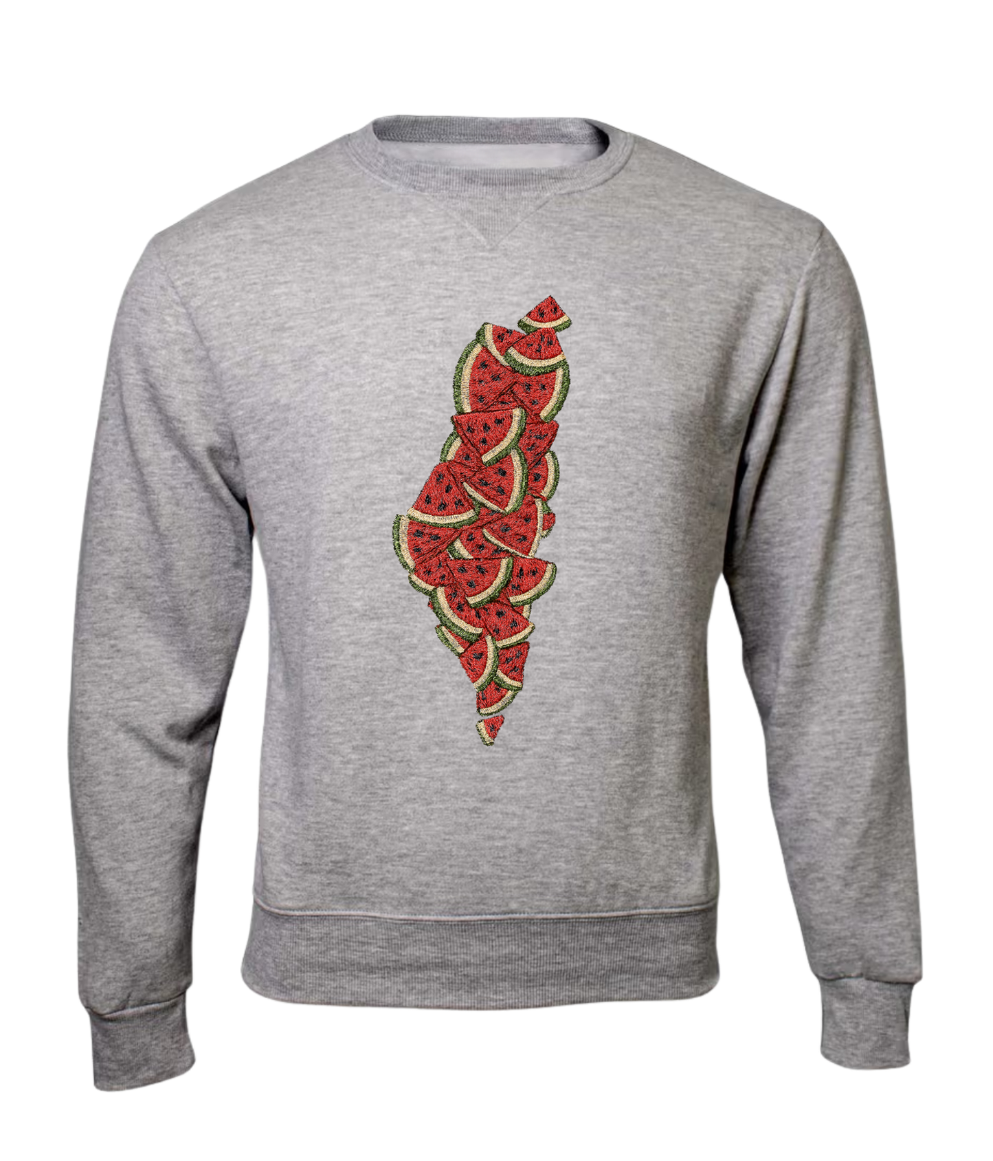Islamic design Crew Neck Sweater Palestine Watermelon (Embroidered)
