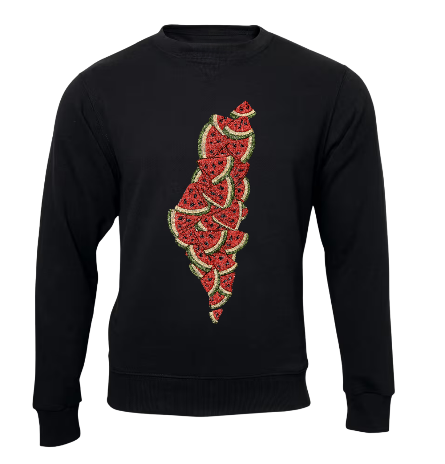 Islamic design Crew Neck Sweater Palestine Watermelon (Embroidered)