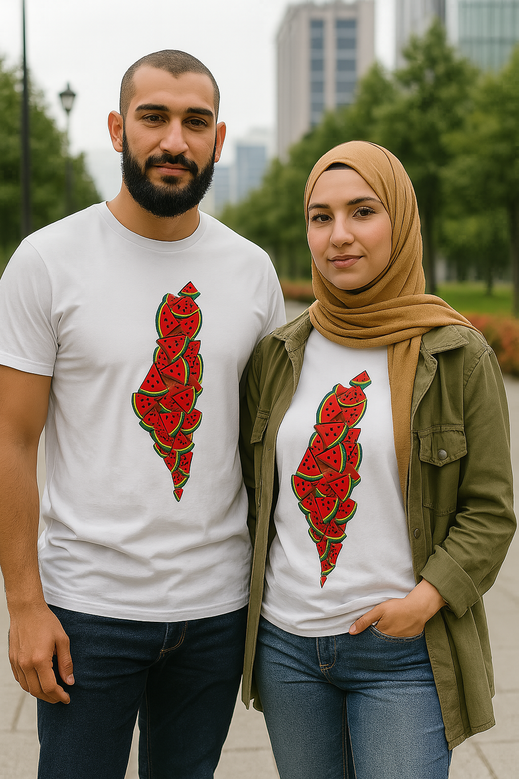 Islamic design short sleeve t-shirt Palestine Watermelon
